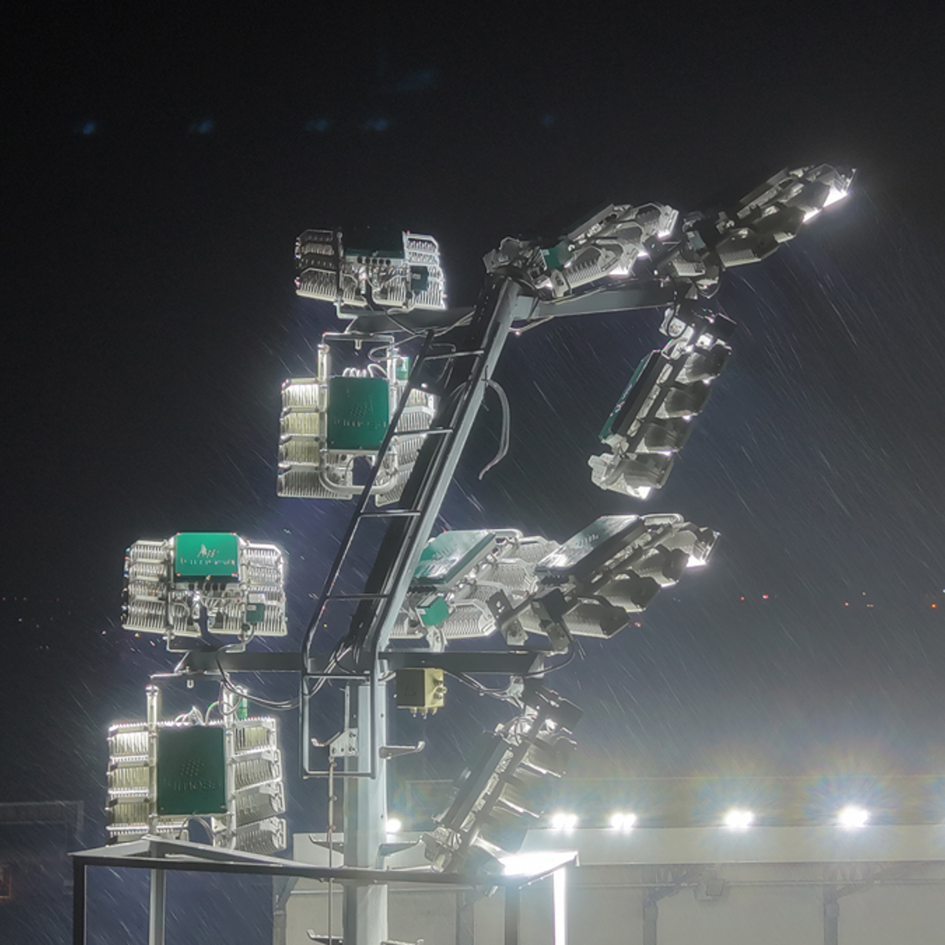 Lumosa CS860 floodlights on training pitch mast