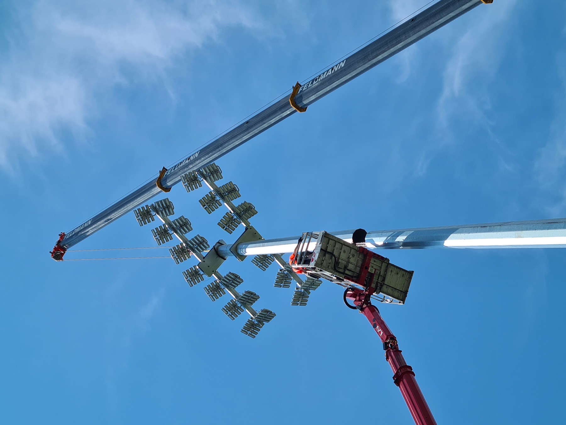 Installation of Lumosa LED stadium lighting at Stadion Grünfeld Rapperswil-Jona in Switzerland.